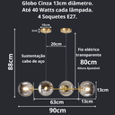 Ver imagem 6 de Lustre Pendente 4 Globos 90cm X 88cm Jabuticaba Dourada Luminária Teto Gimpo Kjdd-e-544-gold-smoky-4