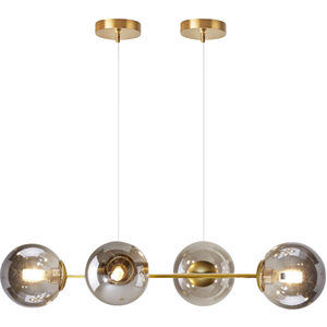 Lustre Pendente 4 Globos 90cm X 88cm Jabuticaba Dourada Luminária Teto Gimpo Kjdd-e-544-gold-smoky-4