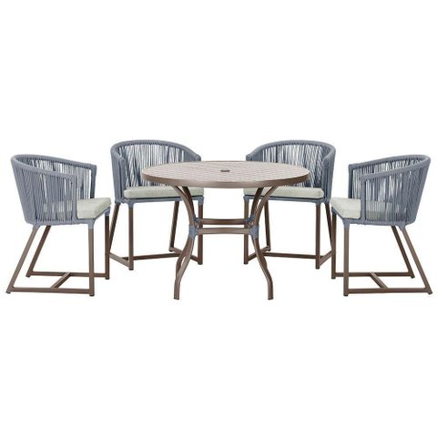 Mesa com 4 Cadeiras e Noronha Estofado 3 Trama Original Prata