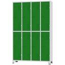 Ver imagem 1 de Roupeiro de Aço 8 Portas Grandes Cinza com Verde - Ultra Móveis