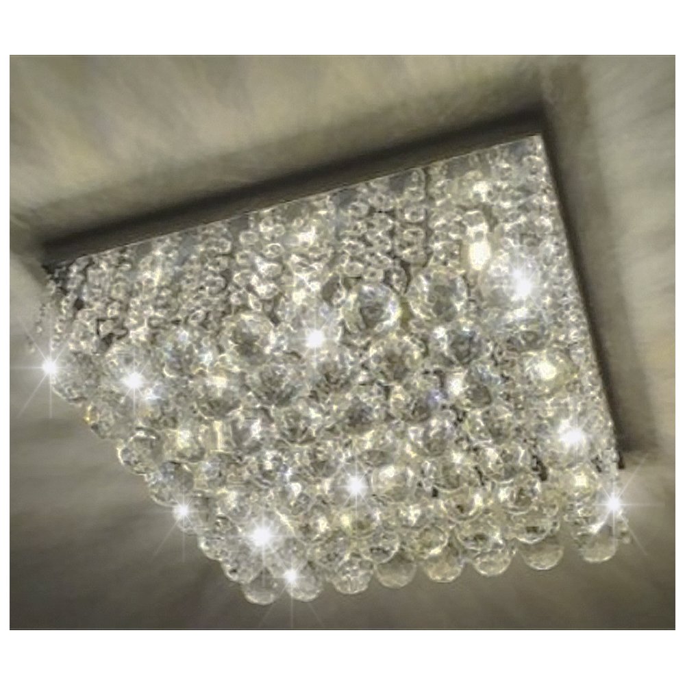 Lustre Para Sala Quarto De Cristal K9 LEGÍTIMO Base Inox 30x30 Cm