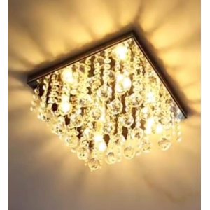 Lustre para Sala Quarto de Cristal K9 Legítimo Base Inox 30x30 Cm