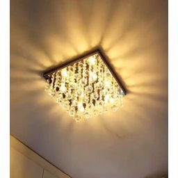 Lustre para Sala Quarto de Cristal K9 Legítimo Base Inox 30x30 Cm - 2