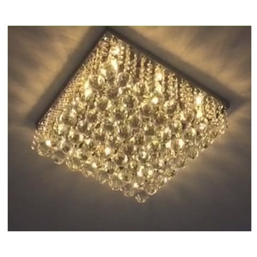 Lustre Para Sala Quarto De Cristal K9 LEGÍTIMO Base Inox 30x30 Cm - 2