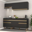 Ver imagem 3 de Armário de Cozinha Compacta 190cm Veneza Multimóveis V3705 Preto/Dourado