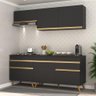 Armário de Cozinha Compacta 190cm Veneza Multimóveis V3705 Preto/Dourado - 3