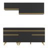 Armário de Cozinha Compacta 190cm Veneza Multimóveis V3705 Preto/Dourado - 7