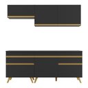 Ver imagem 7 de Armário de Cozinha Compacta 190cm Veneza Multimóveis V3705 Preto/Dourado