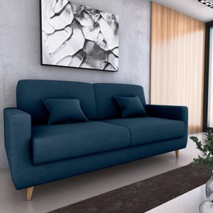 Sofá Cama Emilia Veludo Azul E433 - Matrix