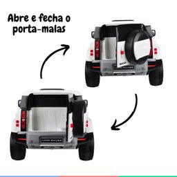 Carro Elétrico Infantil Controle Criança até 30kg Bluetooth Usb Mp3 5km/h Land Rover Defender Branco - 6 Carro Elétrico Infantil Controle Criança até 30kg Bluetooth Usb Mp3 5km/h Land Rover Defender Branco - 6