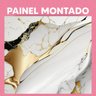 Papel de Parede Painel 3D Mármore Branco Brilho Ouro 2,5M Revestimento Auto Colante Marmorizado - 2