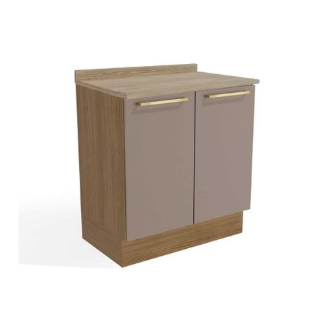 Balcão de Cozinha Modulado Botanic M623 2 Portas C/tampo 80cm Nogueira/fendi/nogueira - Kappesberg
