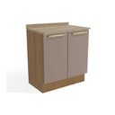 Ver imagem 1 de Balcão de Cozinha Modulado Botanic M623 2 Portas C/tampo 80cm Nogueira/fendi/nogueira - Kappesberg