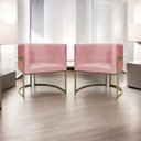 Ver imagem 2 de Kit 2 Poltronas Decorativa Recepção Luna Suede Cores Base de Ferro Champagne