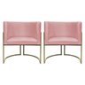 Kit 2 Poltronas Decorativa Recepção Luna Suede Cores Base de Ferro Champagne - 1