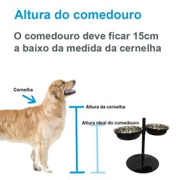 Comedouro Grande Duplo Inox Altura Regulável Gastrobel Verde - 3