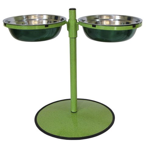 Comedouro Grande Duplo Inox Altura Regulável Gastrobel Verde