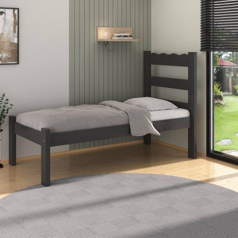 Cama de Solteiro Madeira Maciça para Colchão 78-88x188cm Multimóveis