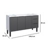 Gabinete Armário Cozinha Jupter 1.50 Mt 100% Aço P/ Pia -Balção -3 Portas- 3 Gavetas:Branco/Preto - 3