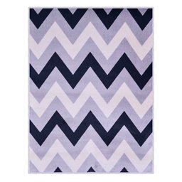 Tapete Retangular Zig Zag 1,33x1,90m Sala Quarto Reinassance Veludo Cinza - ClickLar - 2