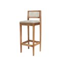 Ver imagem 4 de Kit 4 Banquetas Madeira Mel Barzinho com Encosto Estofado:Mel com Linho Cru