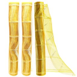 Kit Tela Decoração Natal Fita Gigante 52cm X 5 Metros Dourada Fio Branco 3 Peças - Magizi - 1