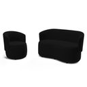 Ver imagem 2 de Kit Poltrona e Namoradeira Aisha Orgânica Veludo Preto - Desk Design