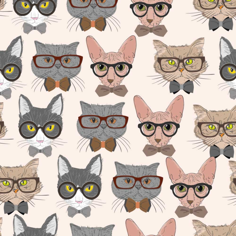 Papel de Parede Gatos Hipsters Arte Destaque 3 Metros - 3