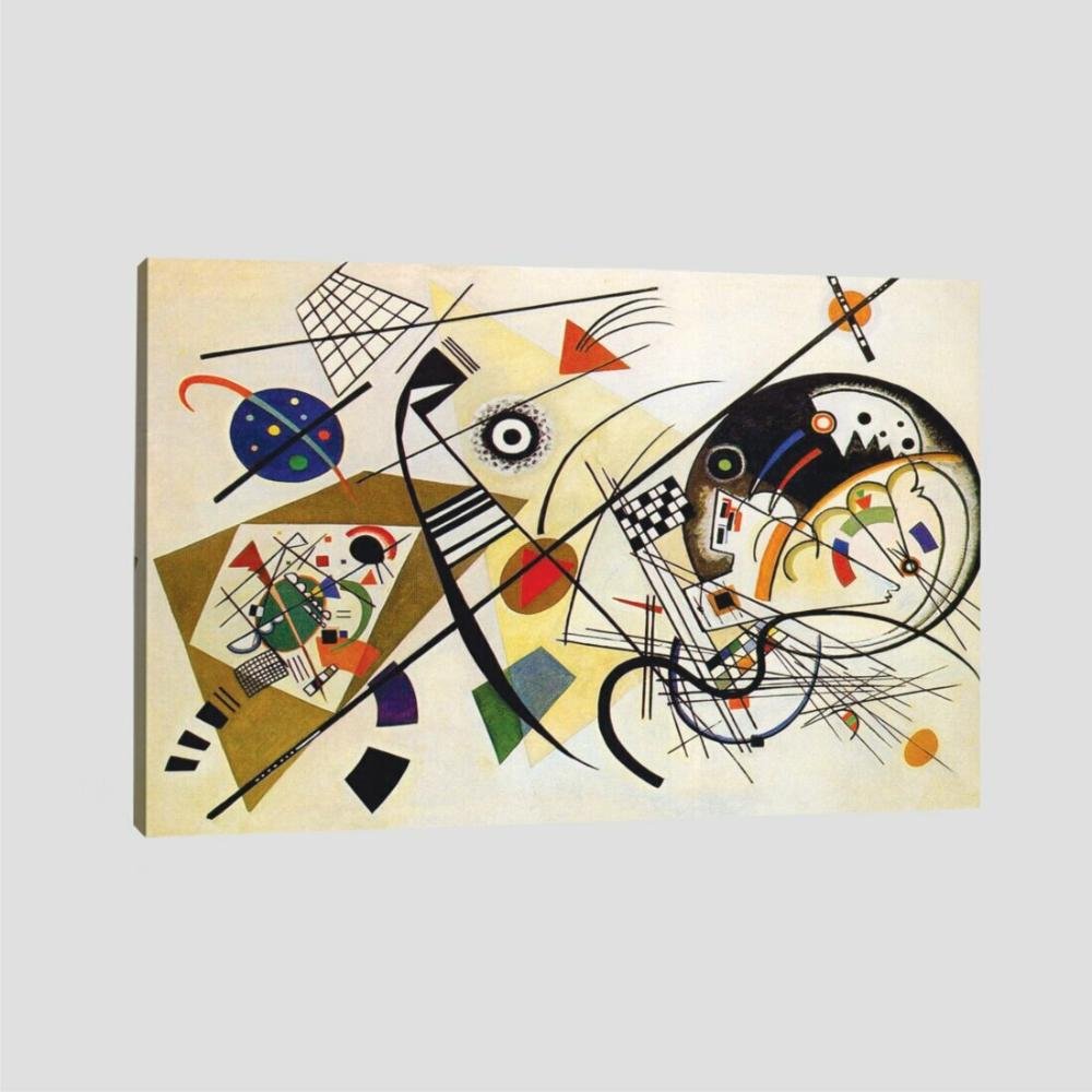 Quadro Kandinsky Linha Transversal Tela No Chassi 63X42Cm - 1