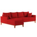 Ver imagem 3 de Sofá 4 Lugares Beny com Chaise Esquerdo Suede Vermelho