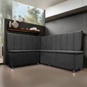 Ver imagem 1 de Conjunto Canto Alemão com Bau para Bar Lanchonete Liso Cinza 125x160cm Sofa Store
