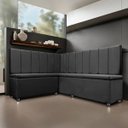 Ver imagem 1 de Conjunto Canto Alemão com Bau para Bar Lanchonete Liso Cinza 125x160cm Sofa Store