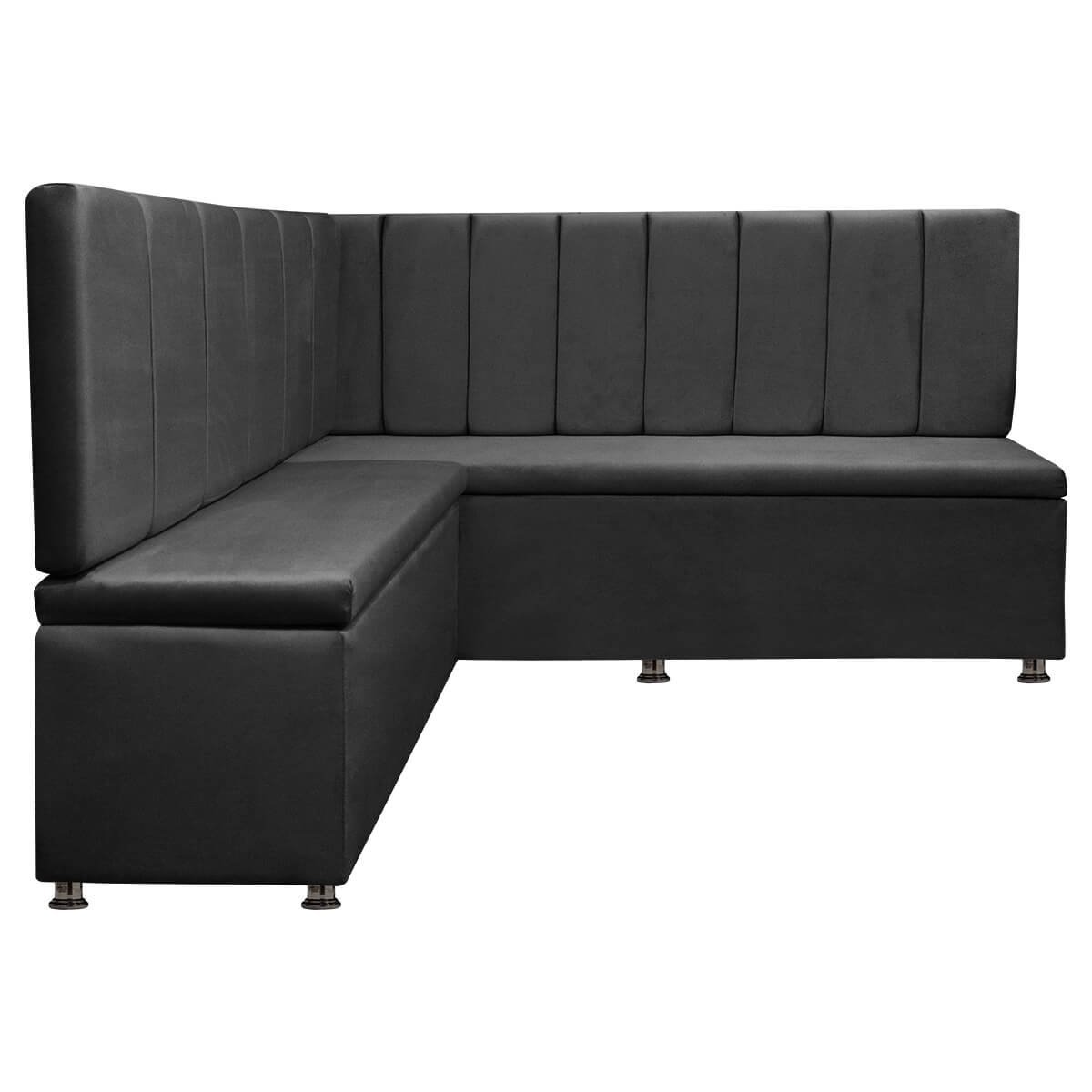 Conjunto Canto Alemão com Bau para Bar Lanchonete Liso Cinza 125x160cm Sofa Store - 5