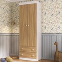 Ver imagem 1 de Guarda-roupa Infantil 62cm 2 Portas e 2 Gavetas Encanto Multimóveis Mp4446 Branco/madeirado