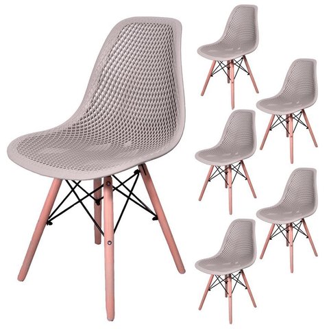 Cadeira Charles Eames Eifell Colmeia Cor:nude;quantidade:6