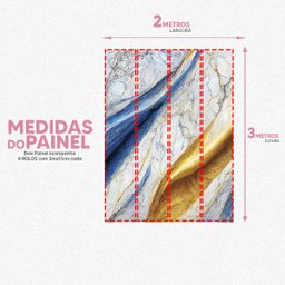 Papel de Parede Painel 3d Mármore Branco Azul Dourado 2m Auto Colante Revestimento Brilhoso - 4