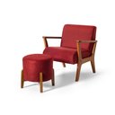 Ver imagem 1 de Conjunto Poltrona Estofada Cléo com Puff Redondo Berlim Dordô – Straub Web