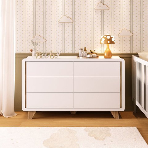 Cômoda Infantil 6 Gavetas 100% Mdf Premium Mabel