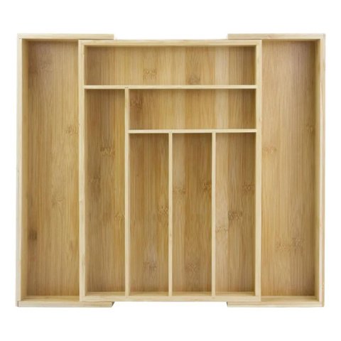 Porta Talheres Mimo Style Bambu Extensível 8 Divisórias