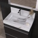 Ver imagem 1 de Lavatório para Banheiro com Cuba Esculpida Slim em Porcelanato Polido 60cm Blu Yescasa Branco/Calacata