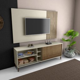 Rack Minimalista Bacada Sala para TV até 50 Polegadas com Porta Deslizante Luara 160x60cm Off White  - 5