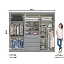 Guarda Roupa Casal 6 Portas 4 Gavetas Americano  - 2