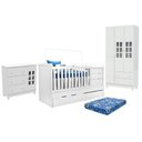 Ver imagem 1 de Quarto de Bebê Mariah 3 Portas com Berço Americano Multifuncional Cleo Branco com Colchão - Carolina