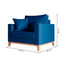 Ver imagem 5 de Poltrona Beny Individual em Linho, Base em Madeira, com 2 Almofadas. (azul)