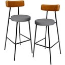 Ver imagem 1 de Kit 2 Banquetas Alta Bar Cozinha Jantar Milão L02 Couríssimo Whisky Linho Cinza Escuro - Lyam Decor