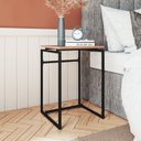 Ver imagem 1 de Mesa de Apoio Menor Baixa de Encaixe, com Tubo Quadrados de Aço Pintado e Tampo de Madeira em MDP Frame Pozza Móveis