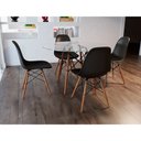 Ver imagem 1 de Conjunto de Mesa de Jantar Eames Eiffel Redonda 90cm Tampo de Vidro com 4 Cadeiras Pretas