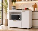 Ver imagem 1 de Balcão para Cooktop 106,5cm Branco Bigger com 3 Prateleiras com Nincho Micro-Ondas J Carvalho