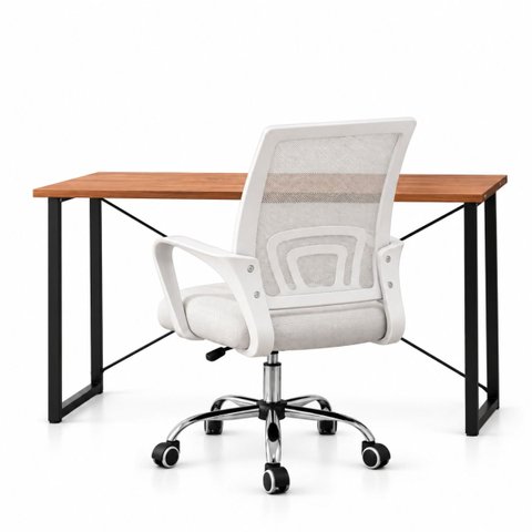 Conjunto de Escritório Mesa Dora e Cadeira Begônia Mesh Branca