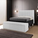 Ver imagem 1 de Cabeceira Rana e Calçadeira Alpha 140 para Cama de Casal N-040 Linho Cinza Claro Aradecor